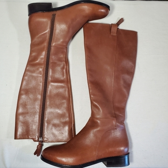 Cole Haan Katrina Tall Tan Riding Leather Boots Size 8 - Picture 1 of 17